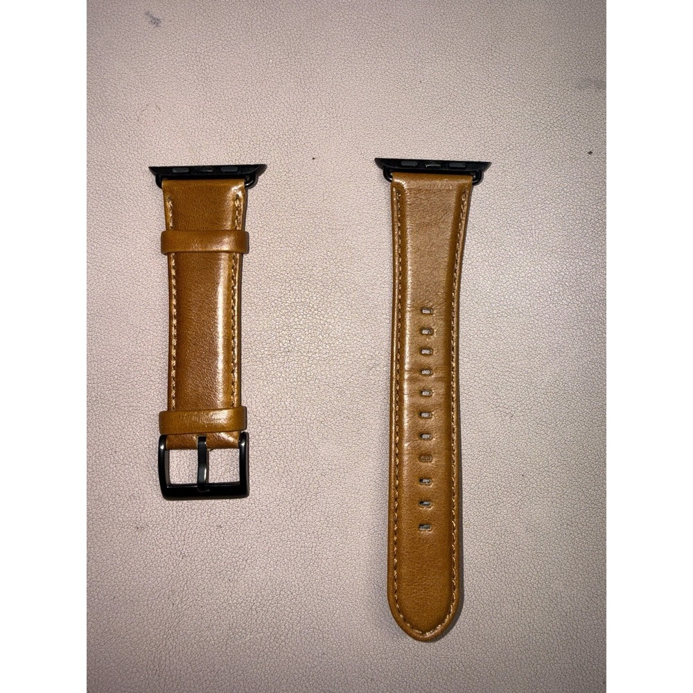 Genuine Leather Apple Watch Band Brown 42mm 44mm 45mm Black‎ Buckle Strap